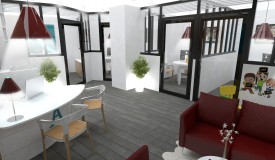cloisonnement bureaux plan 3D
